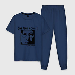Пижама хлопковая мужская Give Peace a Chance, цвет: тёмно-синий