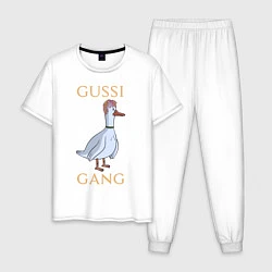 Пижама хлопковая мужская GUSSI GANG, цвет: белый