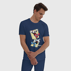 Пижама хлопковая мужская Cuphead Friends, цвет: тёмно-синий — фото 2