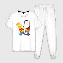 Пижама хлопковая мужская Барт у зеркала, цвет: белый
