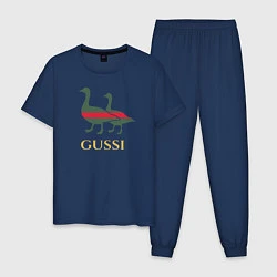 Пижама хлопковая мужская GUSSI GG, цвет: тёмно-синий