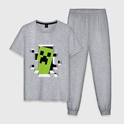 Пижама хлопковая мужская Crash Minecraft, цвет: меланж
