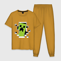 Пижама хлопковая мужская Crash Minecraft, цвет: горчичный