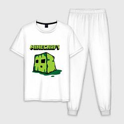 Пижама хлопковая мужская Minecraft Creeper, цвет: белый