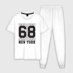 Пижама хлопковая мужская New York 68, цвет: белый