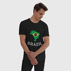 Пижама хлопковая мужская Brazil Country, цвет: черный — фото 2