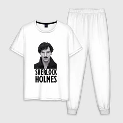 Пижама хлопковая мужская Sherlock Holmes, цвет: белый