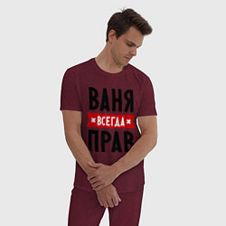 Пижама хлопковая мужская Ваня всегда прав, цвет: меланж-бордовый — фото 2
