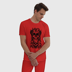 Пижама хлопковая мужская Slayer Skulls, цвет: красный — фото 2