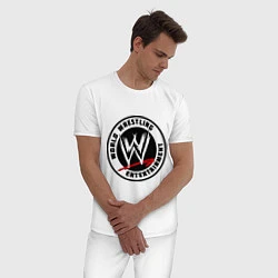 Пижама хлопковая мужская World wrestling entertainment, цвет: белый — фото 2