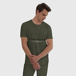 Пижама хлопковая мужская Chrysler logo цвета меланж-хаки — фото 2