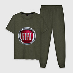 Пижама хлопковая мужская FIAT logo цвета меланж-хаки — фото 1