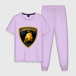 Пижама хлопковая мужская Lamborghini logo цвета лаванда — фото 1