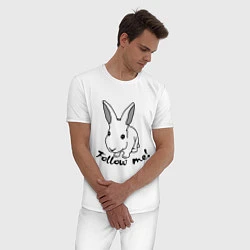 Пижама хлопковая мужская Rabbit: follow me, цвет: белый — фото 2