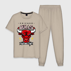 Пижама хлопковая мужская Chicago Bulls est. 1966, цвет: миндальный