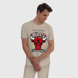 Пижама хлопковая мужская Chicago Bulls est. 1966, цвет: миндальный — фото 2