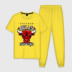 Пижама хлопковая мужская Chicago Bulls est. 1966, цвет: желтый