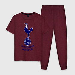 Пижама хлопковая мужская Tottenham FC, цвет: меланж-бордовый