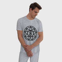 Пижама хлопковая мужская Slipknot Pentagram, цвет: меланж — фото 2
