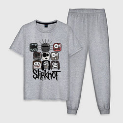 Пижама хлопковая мужская Slipknot Masks, цвет: меланж