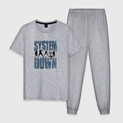 Пижама хлопковая мужская System of a Down большое лого, цвет: меланж