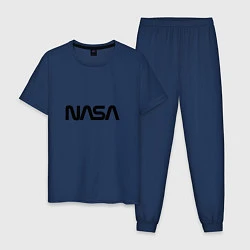 Пижама хлопковая мужская NASA, цвет: тёмно-синий