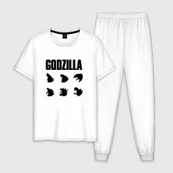 Пижама хлопковая мужская Godzilla Mood, цвет: белый