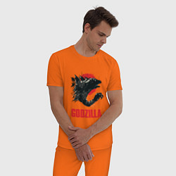 Пижама хлопковая мужская Godzilla: Red Sun, цвет: оранжевый — фото 2