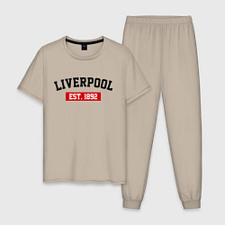 Пижама хлопковая мужская FC Liverpool Est. 1892, цвет: миндальный