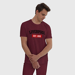 Пижама хлопковая мужская FC Liverpool Est. 1892, цвет: меланж-бордовый — фото 2