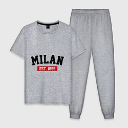 Пижама хлопковая мужская FC Milan Est. 1899, цвет: меланж