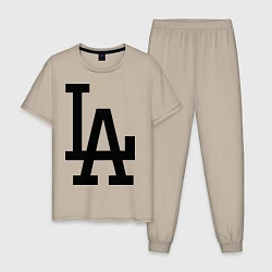 Пижама хлопковая мужская LA: Los Angeles, цвет: миндальный