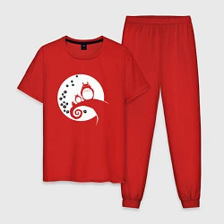 Пижама хлопковая мужская Тоторо на Луне, цвет: красный