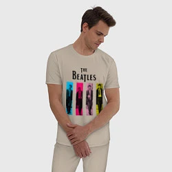 Пижама хлопковая мужская Walking Beatles, цвет: миндальный — фото 2
