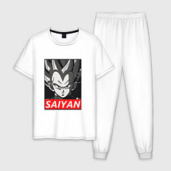 Пижама хлопковая мужская SAIYAN OBEY, цвет: белый