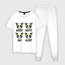 Пижама хлопковая мужская Mood Cat, цвет: белый