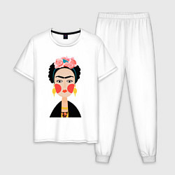 Пижама хлопковая мужская Фрида Кало, цвет: белый