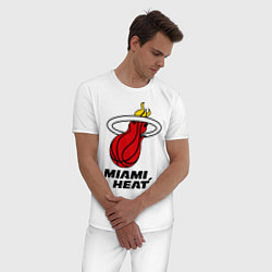 Пижама хлопковая мужская Miami Heat-logo, цвет: белый — фото 2