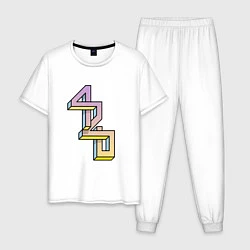 Пижама хлопковая мужская 420 Geometry, цвет: белый