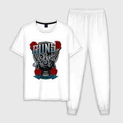 Пижама хлопковая мужская Guns n Roses: illustration, цвет: белый