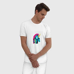 Пижама хлопковая мужская Rainbow Smash, цвет: белый — фото 2