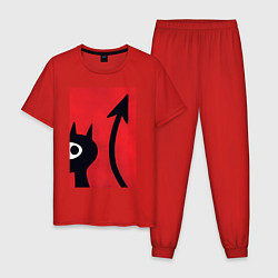 Пижама хлопковая мужская Дьявольская Люси, цвет: красный