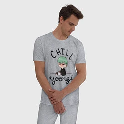 Пижама хлопковая мужская Chill Yoongi, цвет: меланж — фото 2