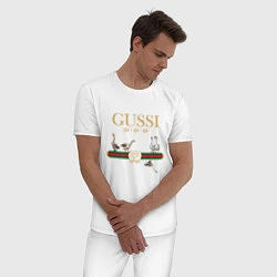 Пижама хлопковая мужская GUSSI Village Version, цвет: белый — фото 2