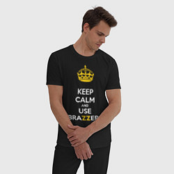 Пижама хлопковая мужская Keep Calm & Use Brazzers, цвет: черный — фото 2