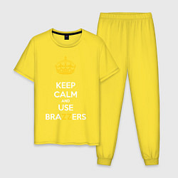 Пижама хлопковая мужская Keep Calm & Use Brazzers, цвет: желтый
