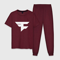 Пижама хлопковая мужская FAZE Symbol, цвет: меланж-бордовый