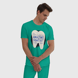Пижама хлопковая мужская Amazing Dentist, цвет: зеленый — фото 2