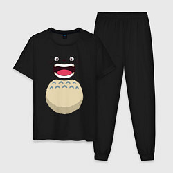 Пижама хлопковая мужская Тоторо в ужасе, цвет: черный