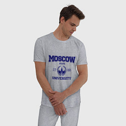 Пижама хлопковая мужская MGU Moscow University, цвет: меланж — фото 2